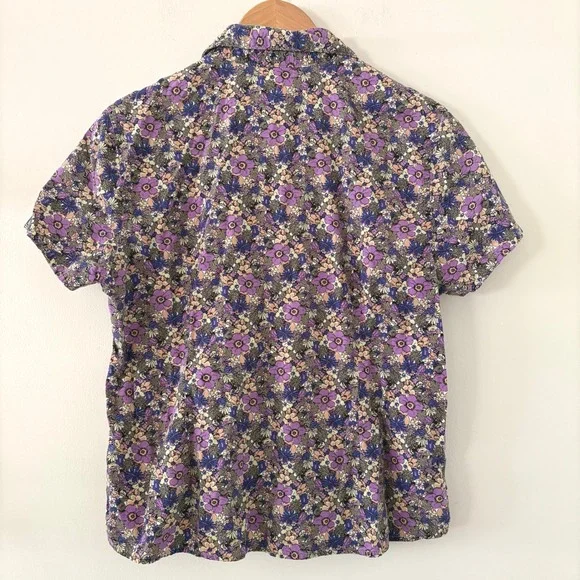 Vintage Floral Button-Up Shirt Women's Size Large – Flower Buttons – Cottagecore - Picture 2 of 9